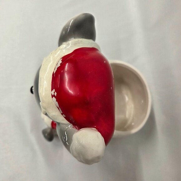 Vintage Japan Christmas Santa Mouse 6" Ceramic Planter Candy Dish Hat Kitschy - Picture 6 of 9